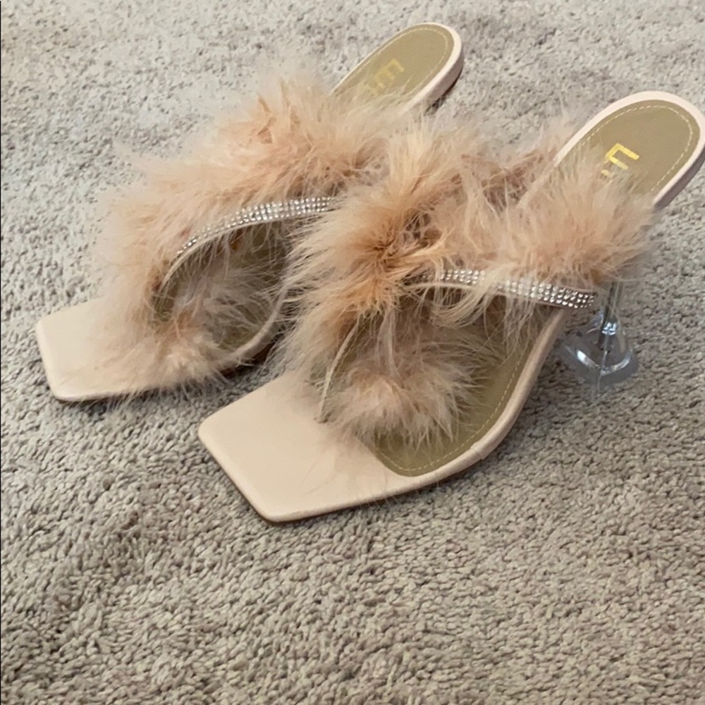 Nude Rhinestone glass pumps